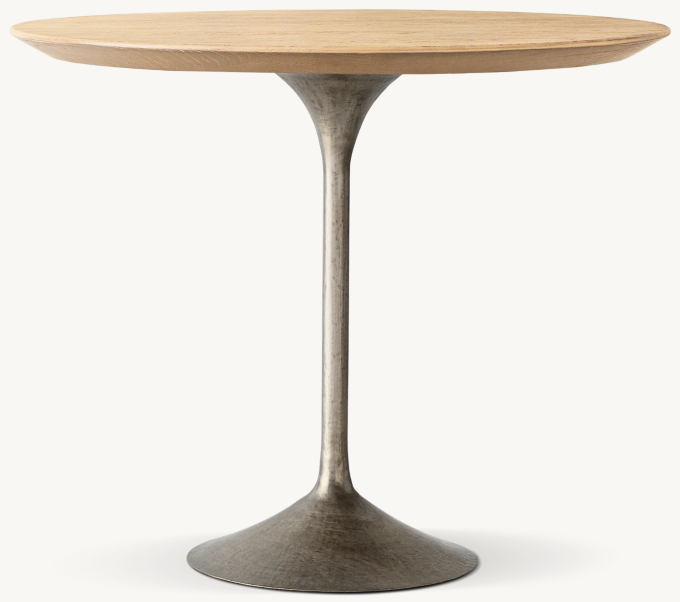36&#34; table shown in Light Oak/Antiqued Pewter.