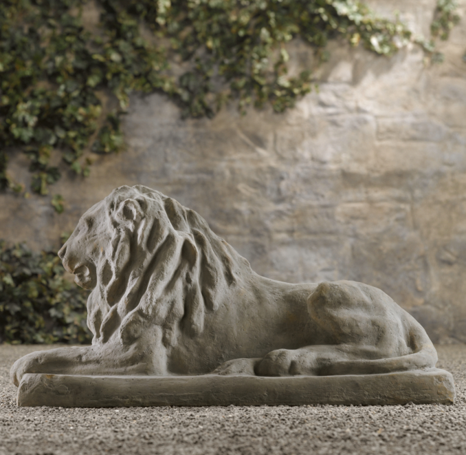 19th C. Cast Stone Lion