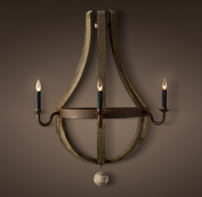 Wine Barrel 3-Arm Wall Sconce