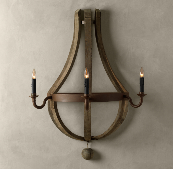 Wine Barrel 3-Arm Wall Sconce