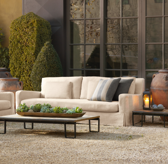 108" Belgian Slope Arm Outdoor Sofa