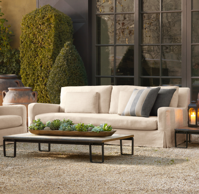 84" Belgian Slope Arm Outdoor Sofa