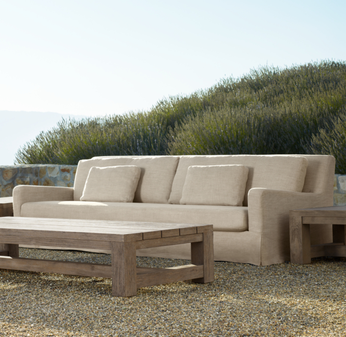 84" Belgian Slope Arm Outdoor Sofa