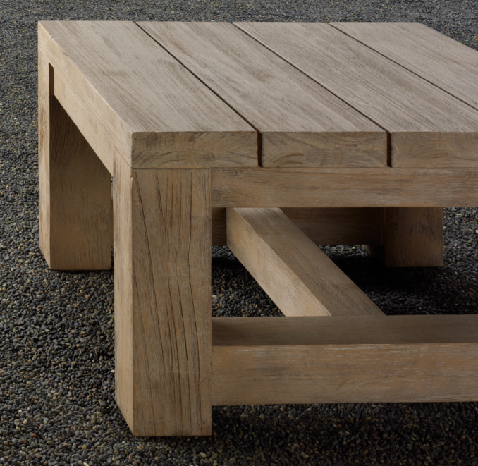 French Beam Weathered Teak Side Table