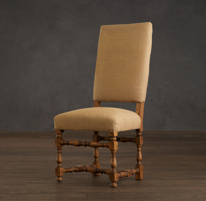 1890 English Baroque Side Chair Burlap