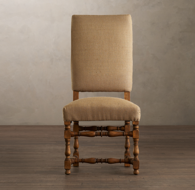 1890 English Baroque Side Chair Burlap