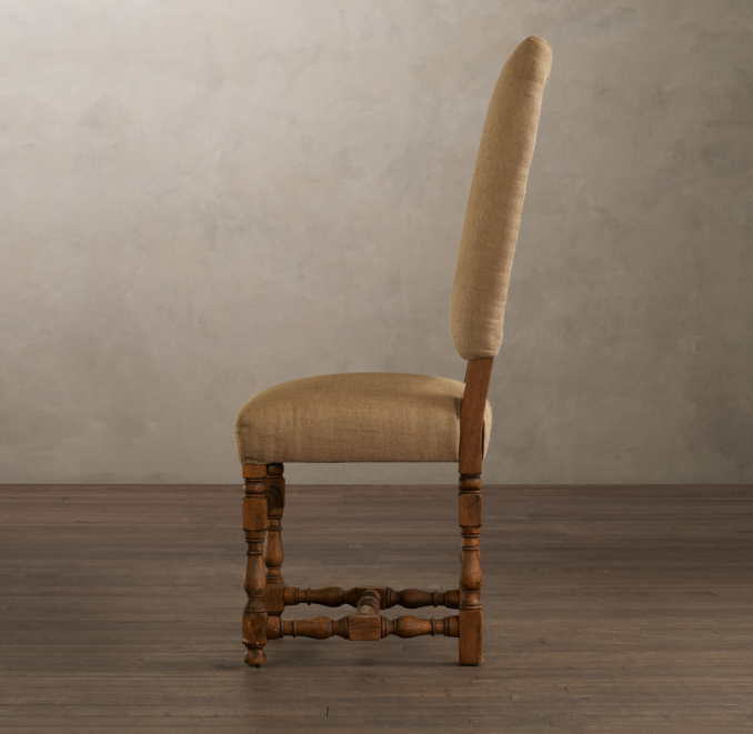 1890 English Baroque Side Chair Burlap