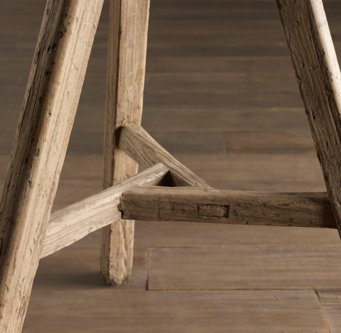 19th C. Rustic Burlap Stool Round