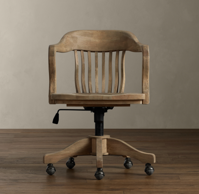 1940s Banker's Chair Weathered Oak Drifted