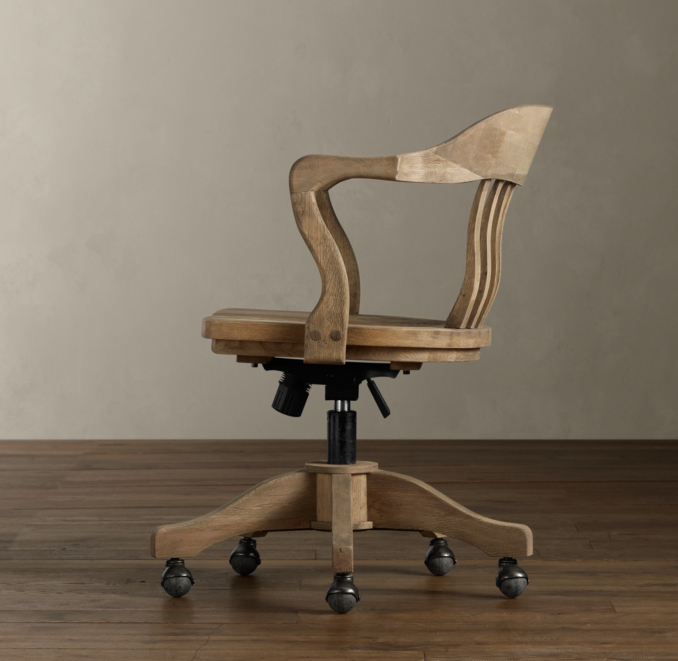1940s Banker's Chair Weathered Oak Drifted