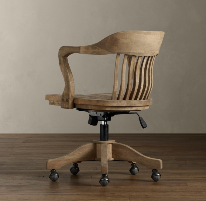 1940s Banker's Chair Weathered Oak Drifted