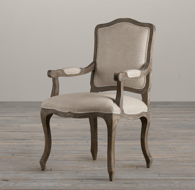 Vintage French Camelback Upholstered Armchair