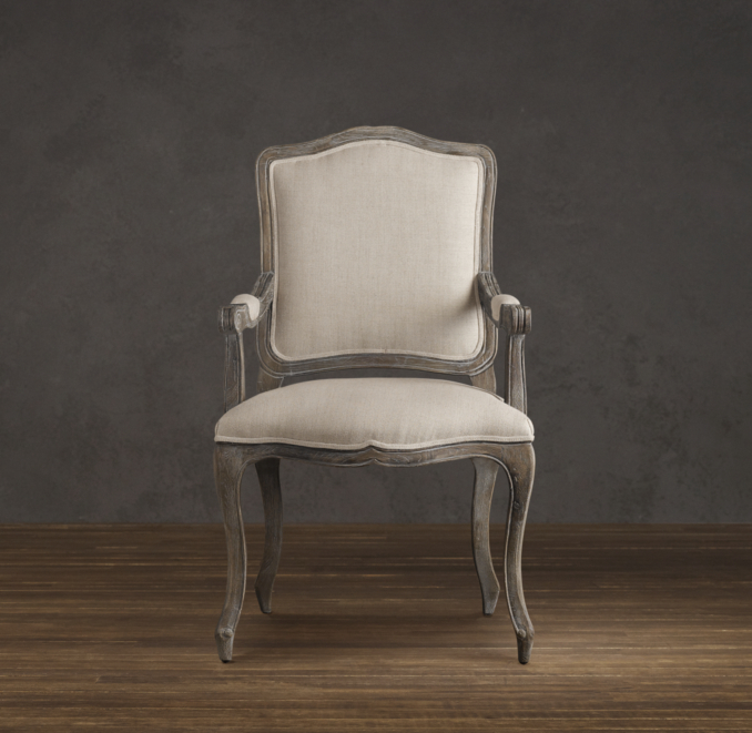 Vintage French Camelback Upholstered Armchair