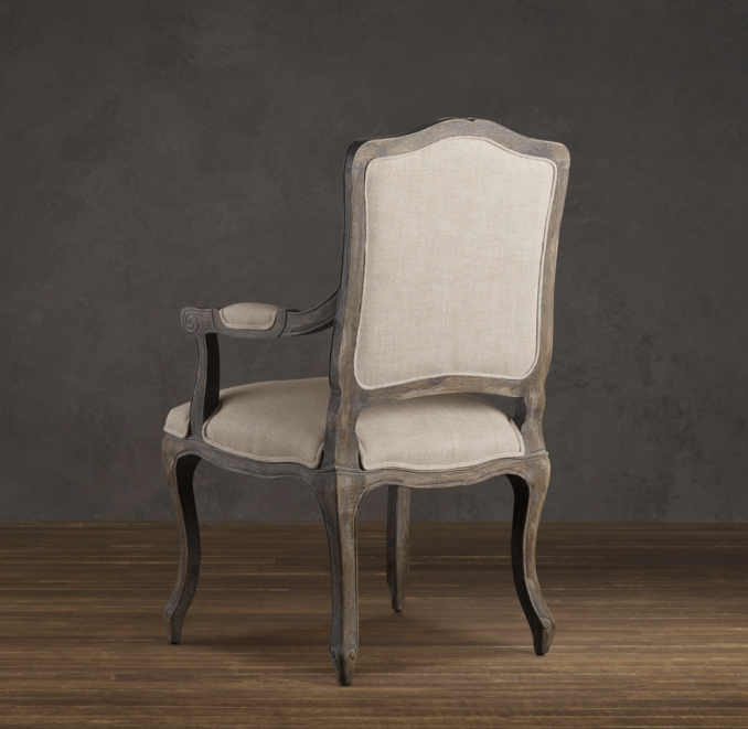 Vintage French Camelback Upholstered Armchair