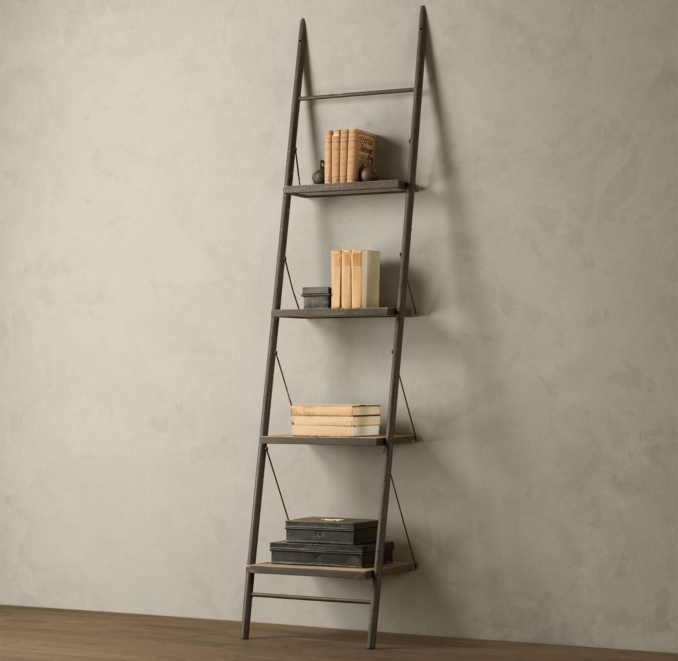 Reclaimed Elm & Iron Leaner Shelving Narrow