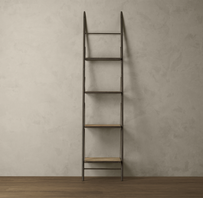 Reclaimed Elm & Iron Leaner Shelving Narrow