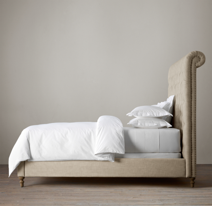 Chesterfield Fabric Sleigh Bed Without Footboard