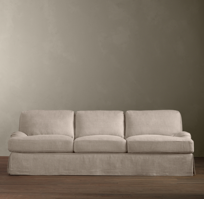 72" English Roll Arm Slipcovered Sofa