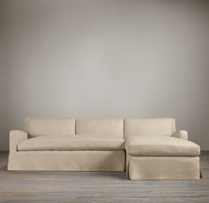 Belgian Slope Arm Slipcovered Sofa Chaise Sectionals