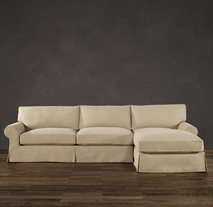 Grand-Scale Roll Arm Slipcovered Sofa Chaise Sectionals