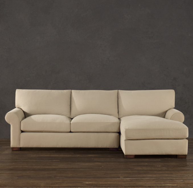 Grand-Scale Roll Arm Upholstered Sofa Chaise Sectionals