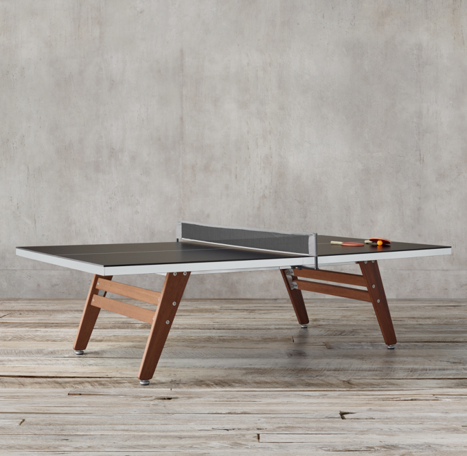 Black Steel & Wood Table Tennis