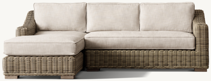 Shown in Grey. Cushions (sold separately) shown in Sand Perennials&#174; Performance Textured Linen Weave. Sectional consists of 1 left-arm chaise and 1 two-seat right-arm sofa.
