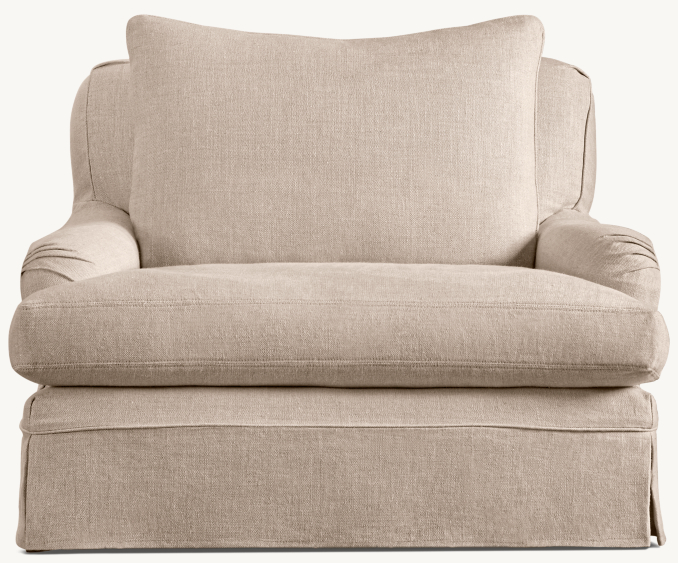 Belgian Classic Roll Arm Slipcovered Swivel Chair