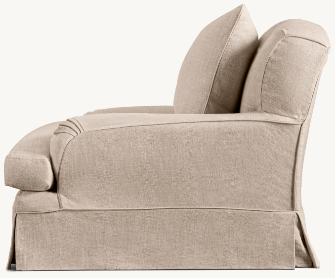 Belgian Classic Roll Arm Slipcovered Swivel Chair