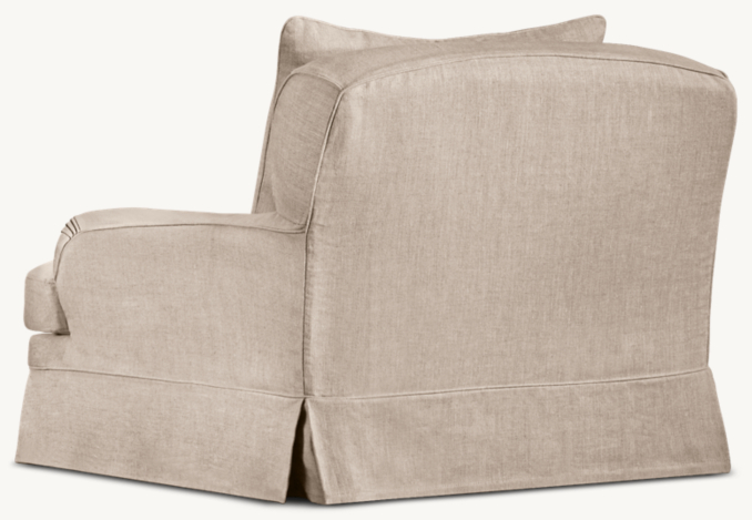 Belgian Classic Roll Arm Slipcovered Swivel Chair