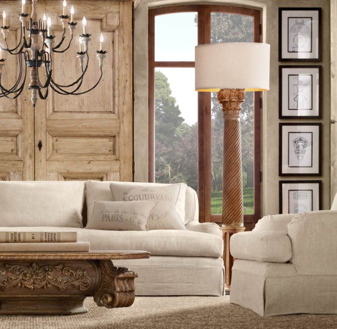Belgian Classic Roll Arm Slipcovered Swivel Chair