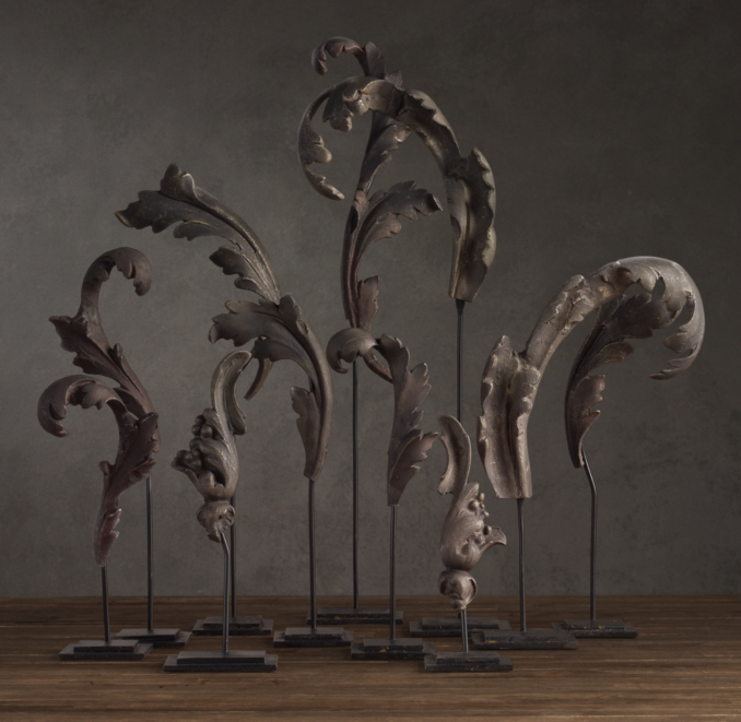 1930s Cast Acanthus Leaves on Stands