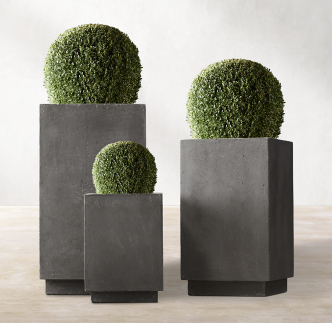 Weathered Cast Stone Cube Slate Planters