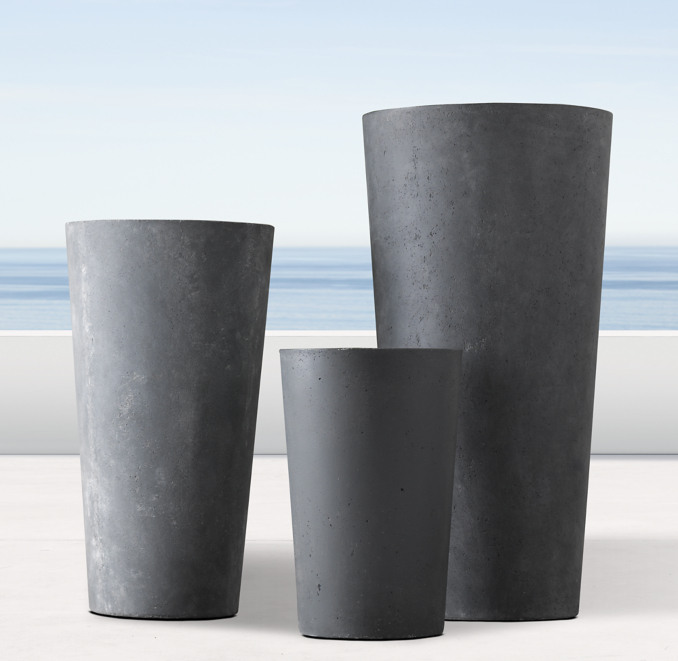 Weathered Cast Stone Round Slate Planters