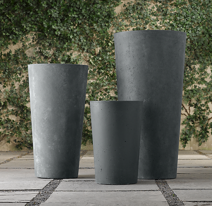 Weathered Cast Stone Round Slate Planters