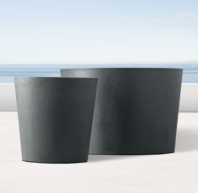 Weathered Cast Stone Round Planters