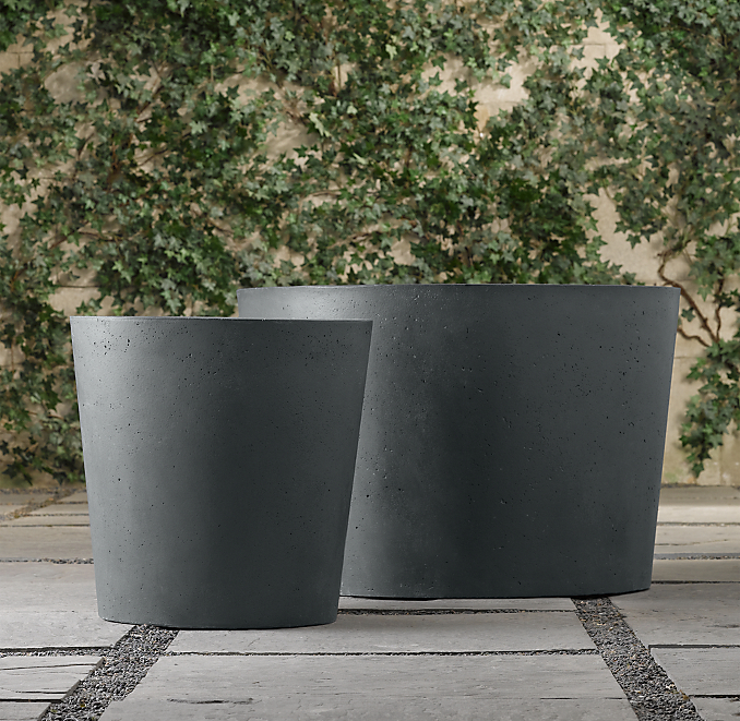 Weathered Cast Stone Round Planters