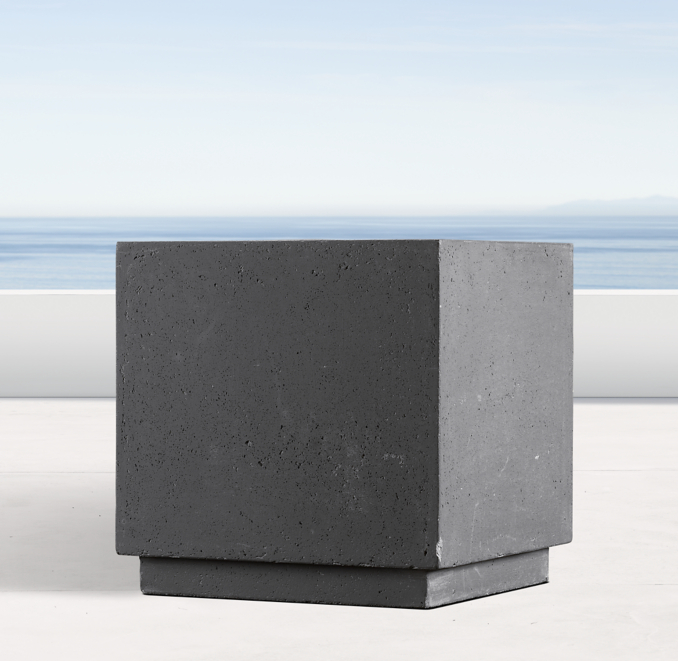 Weathered Cast Stone Cube Planter