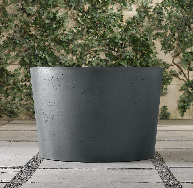 Weathered Cast Stone Round Planter