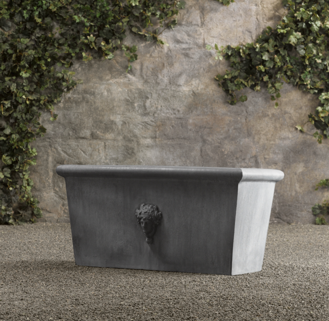 Estate Zinc Selene Tapered Trough Planter