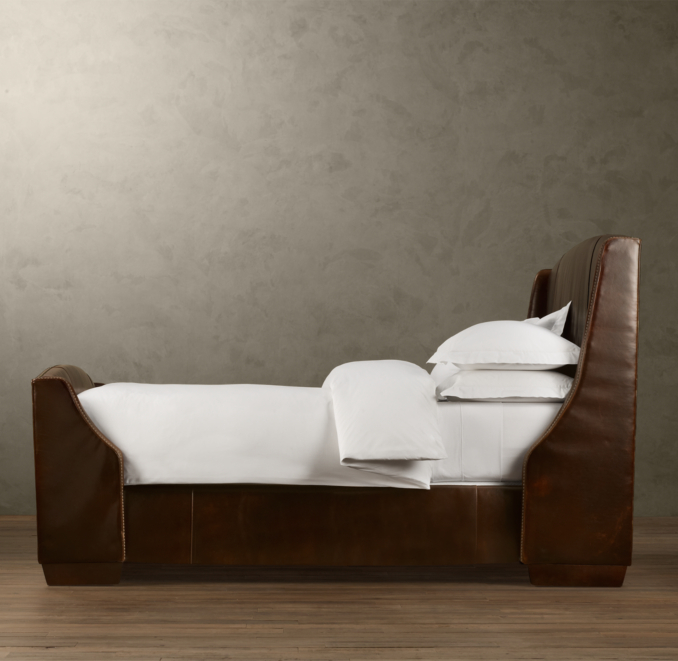 Warner Nailhead Leather 54" Bed with Footboard