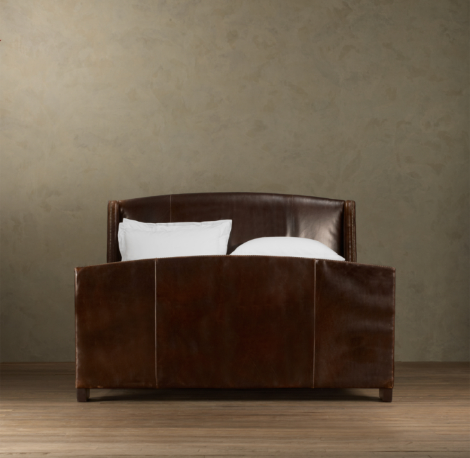 Warner Nailhead Leather 54" Bed with Footboard