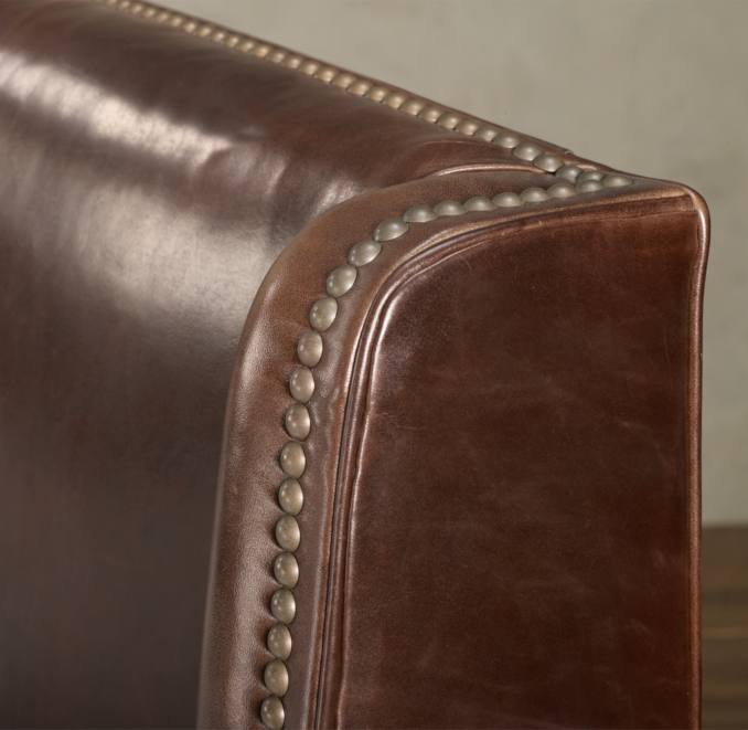 Warner Nailhead Leather 54" Bed with Footboard