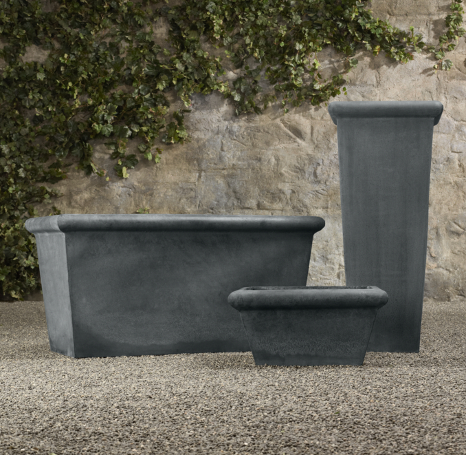 Estate Zinc Tapered Low Square Planter