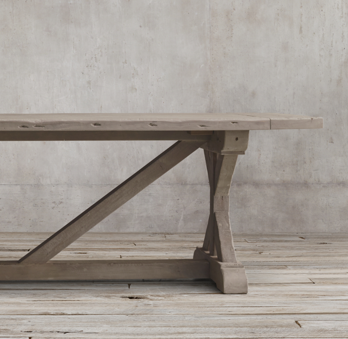 Salvaged Wood X-Base Rectangular Extension Dining Table