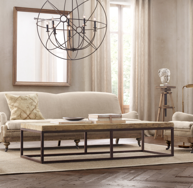 Reclaimed French Floorboard Coffee Table Large Wide