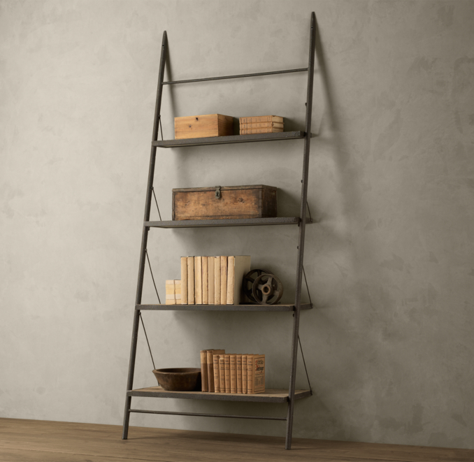 Reclaimed Elm & Iron Leaner Shelving Medium