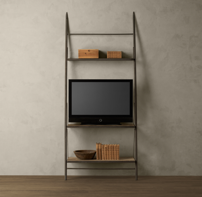 Reclaimed Elm & Iron Leaner Shelving Medium