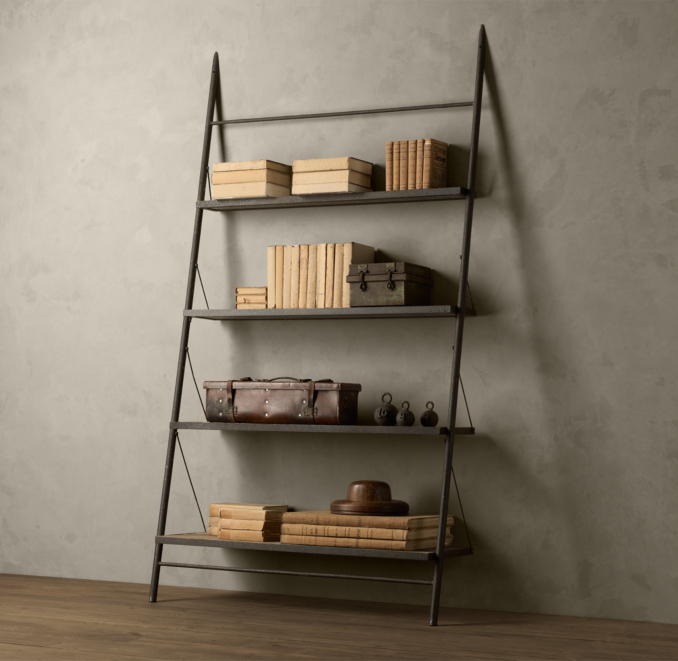 Reclaimed Elm & Iron Leaner Shelving Wide