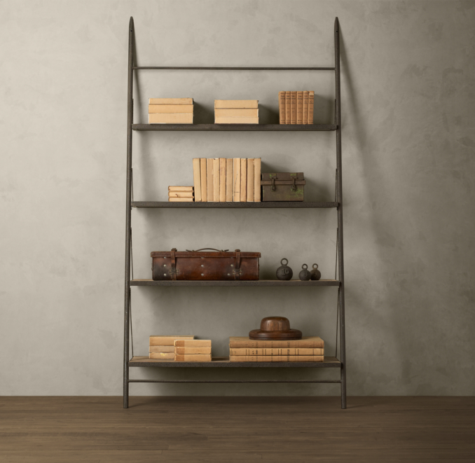 Reclaimed Elm & Iron Leaner Shelving Wide